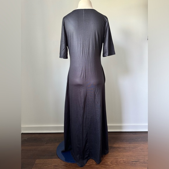 Color Block Crew Neck Maxi Dress, Short Sleeve - Picture 5 of 6